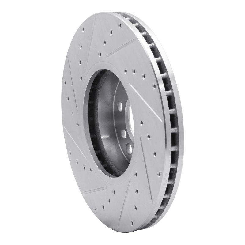 BMW X5 Brake Rotor (1) - Front Right - R1 Concepts - Drilled & Slotted - Silver - `00-`06